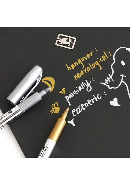 B Tarzı 2pcslot Craftwork Kalem Diy Metalik Su Geçirmez Kalıcı Boya Marker Kalemler Altın ve Gümüş Çizim Öğrencileri Malzemeleri Için Marker (Yurt Dışından) modelleri