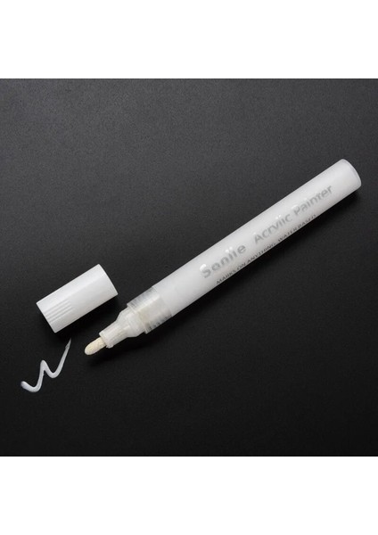 1 Adet Beyaz Stil 1 Adet Kalıcı Işaretleyici Beyaz Siyah Renkli Mürekkep Akrilik Su Geçirmez Kalem Kırtasiye 2mm Yuvarlak Ofis Okul Dıy Bez Taş Çizim (Yurt Dışından)
