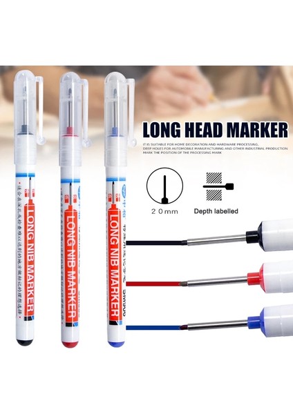 Mavi Stil 20MM Uzun Kafa Marker Kalem Banyo Ağaç Işleme Ev Dekorasyon Için Çok Amaçlı Derin Matkap Delik Işaretleyiciler Kalem Okul Sanat Malzemeleri (Yurt Dışından) fiyatları