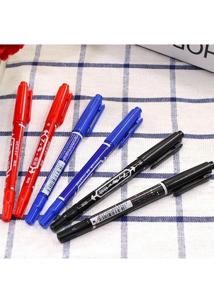 Kırmızı 1 Adet Tarzı 3 Renk Çift Ucu Hızlı Kuru Kalıcı Yağ Işaretleyici Kalem Kumaş Lastikler Çizim Yazma Li Güzel Nokta Sharpie Okul Ofis Tedarik (Yurt Dışından) indirimleri