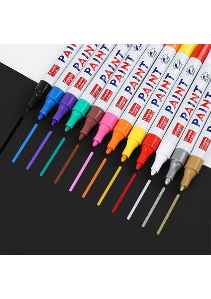 Beyaz Stil 12 Renk Beyaz Su Geçirmez Kauçuk Kalıcı Boya Marker Kalem Araba Lastiği Sırtı Çevre Lastik Boyama Graffti Kalem (Yurt Dışından) indirimleri