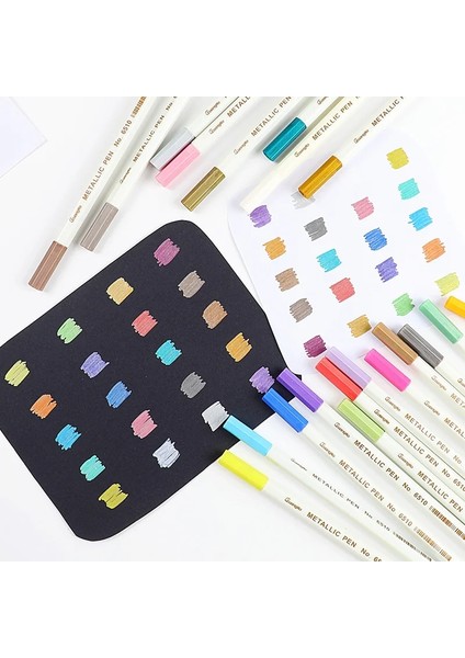 Inci Mavisi Tarzı 20 Renk Metalik Mikron Kalem Detaylı Işaretleme Albüm Için Metal Işaretleyici Siyah Kağıt Çizim Okul Sanat Malzemeleri Beyaz Boya Kalemi (Yurt Dışından) modelleri