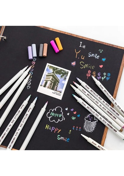 Inci Mavisi Tarzı 20 Renk Metalik Mikron Kalem Detaylı Işaretleme Albüm Için Metal Işaretleyici Siyah Kağıt Çizim Okul Sanat Malzemeleri Beyaz Boya Kalemi (Yurt Dışından) fırsatları