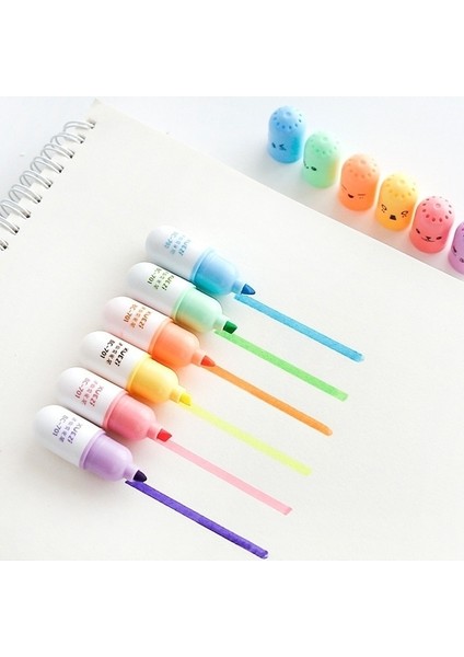 6 Renk Tarzı Ack Sevimli Hap Mini Fosforlu Marker Çizim Kalem Okul Ofis Tedarik Çocuklar Öğrenci Kırtasiye (Yurt Dışından) modelleri