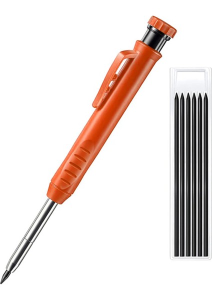 Pembe Tarzı Inşaat Için Katı Marker Marangoz Kalem Seti, Dahili Kalemtıraş, Derin Delik Mekanik Kalem Marker Işaretleme Aracı (Yurt Dışından)