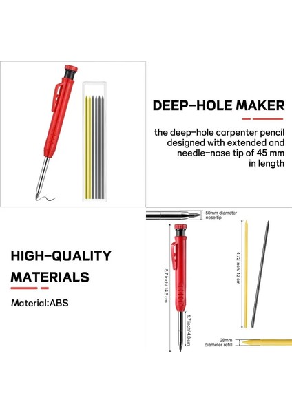 Pembe Tarzı Inşaat Için Katı Marker Marangoz Kalem Seti, Dahili Kalemtıraş, Derin Delik Mekanik Kalem Marker Işaretleme Aracı (Yurt Dışından) modelleri