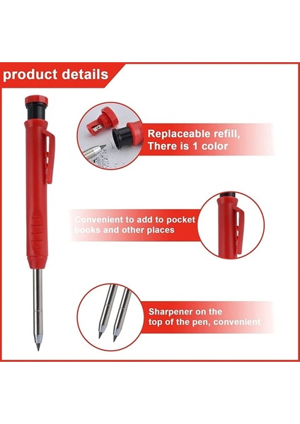 Pembe Tarzı Inşaat Için Katı Marker Marangoz Kalem Seti, Dahili Kalemtıraş, Derin Delik Mekanik Kalem Marker Işaretleme Aracı (Yurt Dışından) fırsatları