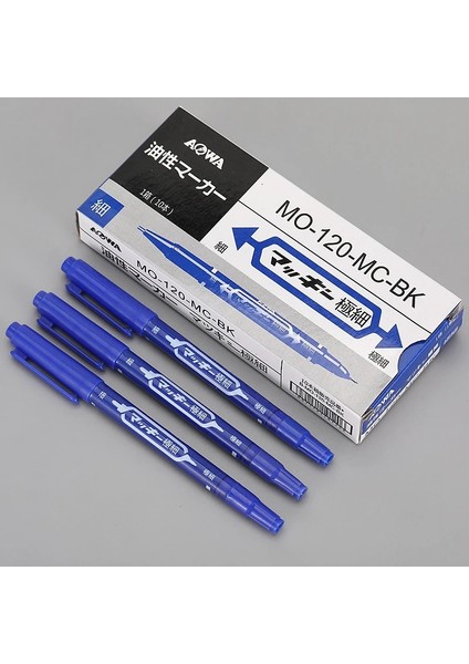 10 Adet Mavi Kutulu Stil Haile Lot Kalıcı Işaretleme Kalemi Çift Uçlu Siyah Mavi Kırmızı Su Geçirmez Yağlı Mürekkep Ince Uç Renk Işaretleyiciler Kalemler Sanat Kırtasiye (Yurt Dışından)