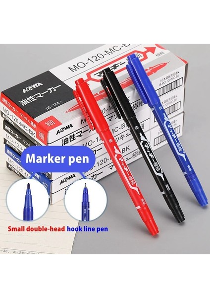 10 Adet Mavi Kutulu Stil Haile Lot Kalıcı Işaretleme Kalemi Çift Uçlu Siyah Mavi Kırmızı Su Geçirmez Yağlı Mürekkep Ince Uç Renk Işaretleyiciler Kalemler Sanat Kırtasiye (Yurt Dışından) modelleri