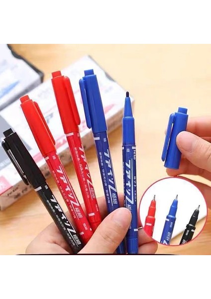 10 Adet Mavi Kutulu Stil Haile Lot Kalıcı Işaretleme Kalemi Çift Uçlu Siyah Mavi Kırmızı Su Geçirmez Yağlı Mürekkep Ince Uç Renk Işaretleyiciler Kalemler Sanat Kırtasiye (Yurt Dışından) fırsatları