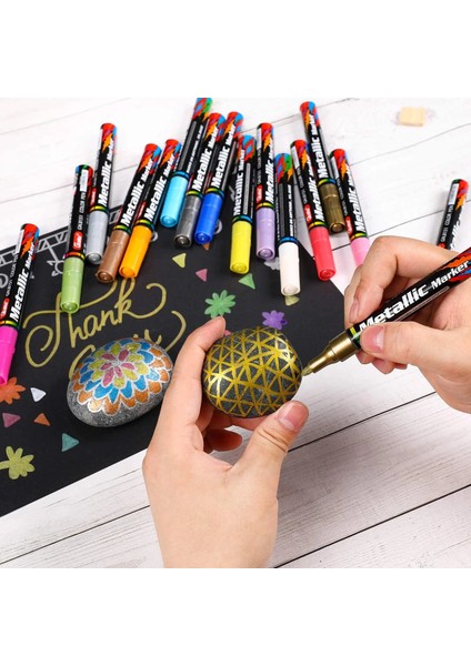 Gül Tarzı mm Renkli Metalik Boya Markörleri Doğum Günü Hediye Kartı Albümü Gümüş Altın Beyaz Marker (Yurt Dışından) fırsatları