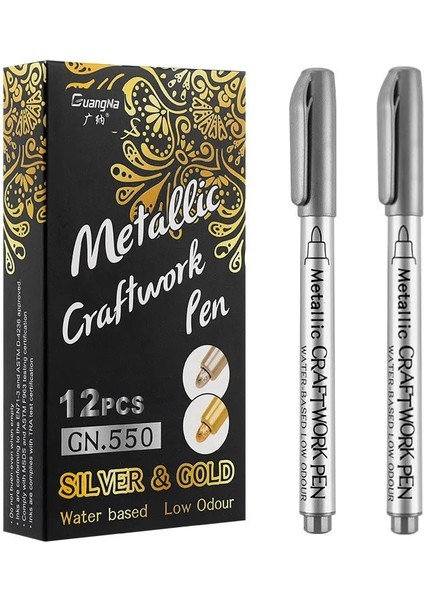 2 Adet Gümüş Tarzı Dıy Metalik Su Geçirmez Kalıcı Boya Marker Kalemler Altın ve Gümüş Çizim Öğrencileri Malzemeleri Için Işaretleyici Craftwork Kalem (Yurt Dışından)