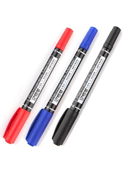 3 Adet Karışık Renk Stili 3 Adet Kalıcı Işaretleyiciler Siyah Mavi Kırmızı Çift Başlı Marker Kalem Kağıt Için Çelik CD Cam Kumaş Boya Işaretleme Ofis Okul Tedarik (Yurt Dışından)