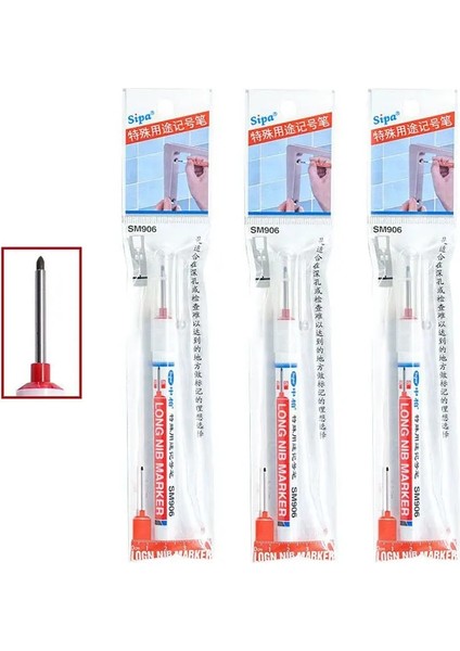 3 Adet Kırmızı Stil 3 Adet Uzun Kafa Işaretleyiciler Banyo Ağaç Işleme Dekorasyon Donanım Ahşap Araba Imalatı Için Çok Amaçlı Derin Delik Işaretleyici Kalemler (Yurt Dışından)