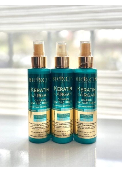 Keratin ve Argan Onarıcı Sıvı Saç Kremi 150 ml 3'lü Set