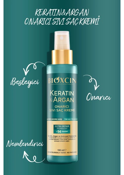 Keratin ve Argan Onarıcı Sıvı Saç Kremi 150 ml 3'lü Set