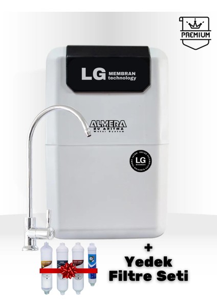 LG CHEM Çelik Tanklı Ph Alkali Ekstra Mineralli Premium Pompalı Su Arıtma Cihazı + Yedek Filtre Set