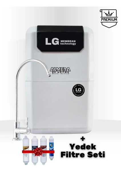 LG CHEM Premium Pompalı Su Arıtma Cihazı Ph Alkali Ekstra Mineralli Çelik Tanklı  + Yedek Filtre Set