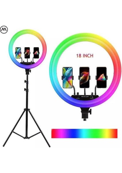 18" Inç Kumandalı Rgb Halka LED Işık Profesyonel Youtuber/tiktoker Canlı Yayın Işığı