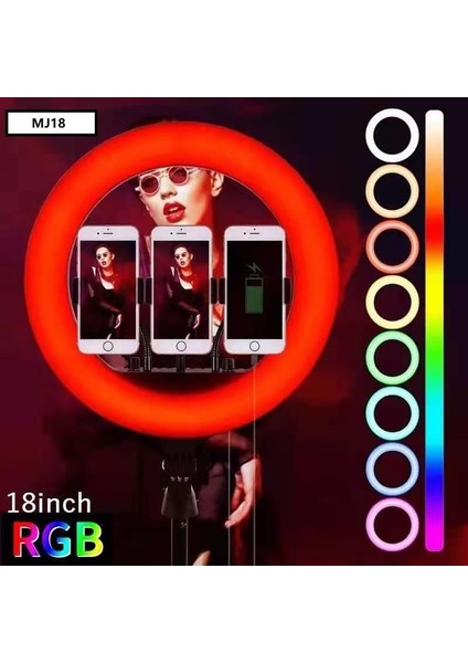 18" Inç Kumandalı Rgb Halka LED Işık Profesyonel Youtuber/tiktoker Canlı Yayın Işığı fiyatları