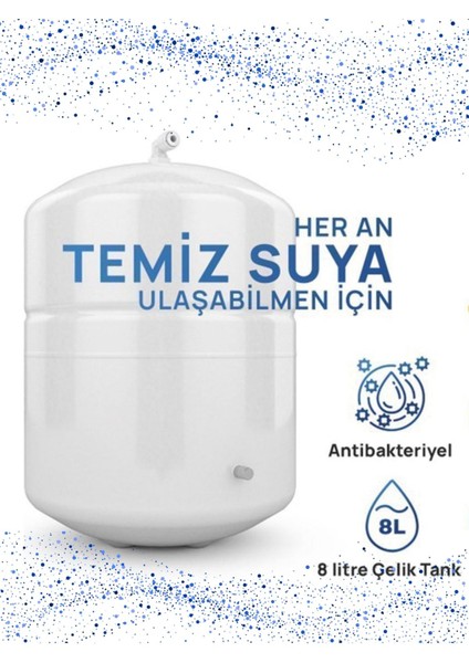 Dijital Tds Ekranlı Su Arıtma Cihazı Çelik Tank Coconat Bazlı Tatlandırıcı Lüks Musluk