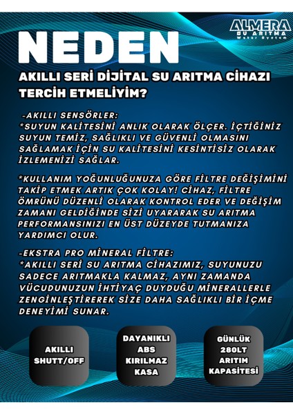 Dijital Tds Ekranlı Ekstra Mineralli Çelik Tanklı Dijital Su Arıtma Cihazı