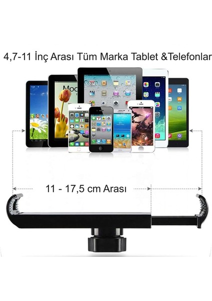 Esnek Metal Uzun Kollu Telefon Tablet Tutucu Teleskopik 360 Derece Hareketli