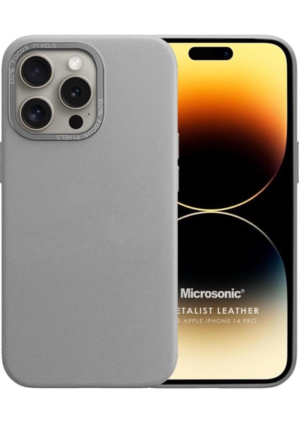 Apple iPhone 14 Pro Kılıf Metalist Leather Gri