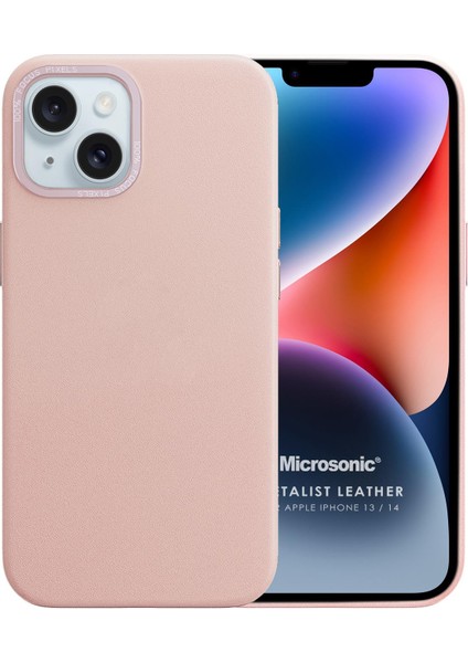 Apple iPhone 14 Kılıf Metalist Leather Pembe
