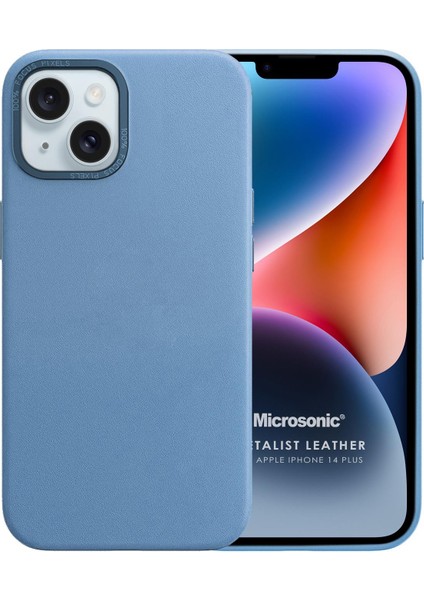 Apple iPhone 14 Plus Kılıf Metalist Leather Mavi