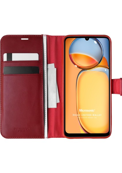 Xiaomi Poco C65 Kılıf Delux Leather Wallet Kırmızı