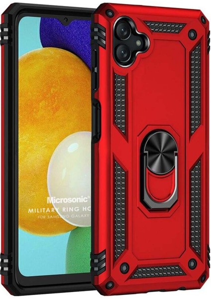 Samsung Galaxy A05 Kılıf Military Ring Holder Kırmızı
