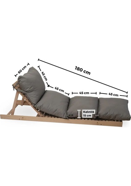 Pofuduk Katlanabilir Şezlong Minderi 60X180X12CM Su Itici , Uv Güneş Dayanımı ,dış Mekan