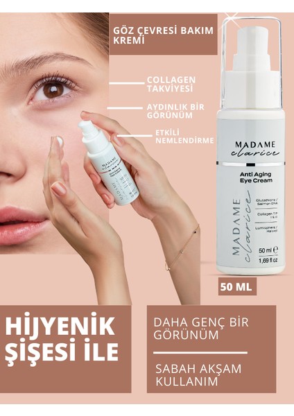 Göz Çevresi Bakım Kremi 50ML Salmon Dna ve Collagen Içeriği ile Yaşlanma Önleyici ve Yoğun Nemlendirme