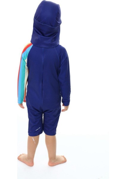 Yeni Sezon Renkli Roket Desenli Kareoka Dikişli Uzun Kollu Alt Paraşüt Şort Uv Korumalı Mayo Takımı modelleri