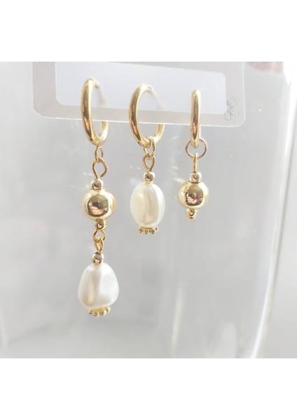 Çelik Incili Tasarım Çoklu Küpe