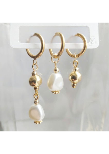 Çelik Incili Tasarım Çoklu Küpe modelleri