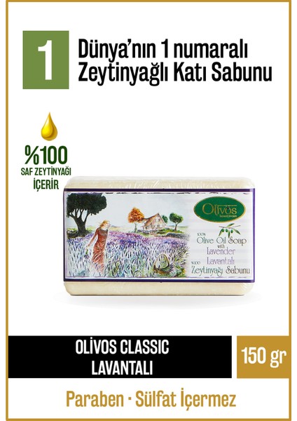 Doğal Klasik Lavanta Ve Zeytinyağlı Katı Sabun Zeytinyağı El Sabunu Yoğun Nemlendirici 150 gr
