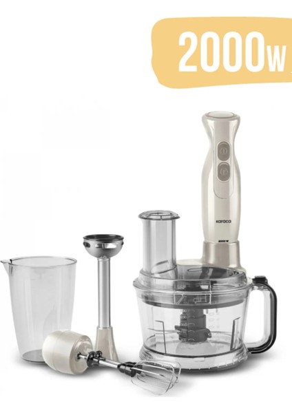 2000W Turbo Doğrayıcı, Dilimleme, Rondo, Blender - Ikili Çelik Mikser 6 In 1 Çok Amaçlı Mutfak Robotu