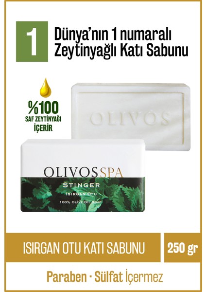 Doğal Spa Serisi Zeytinyağlı Isırgan Otu Sabunu El Sabun Zeytinyağı Katı Sabun 250 gr