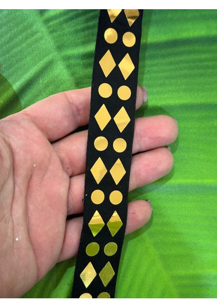 En 3 cm Sarı Aynalı Varaklı Şerit Dikiş Giyim Çanta Aksesuarı 1 Metre