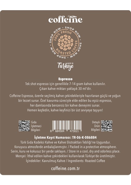 Espresso Blend #2 Çekirdek Kahve (250GR)