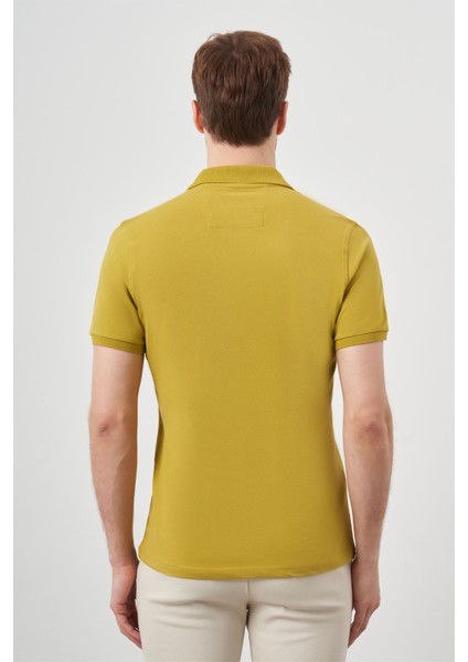 Erkek Limon Küfü Basic Polo Yaka Dynamic Fit T-Shirt