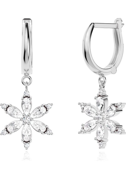 Lotus Çiçeği Beyaz Gümüş Küpe