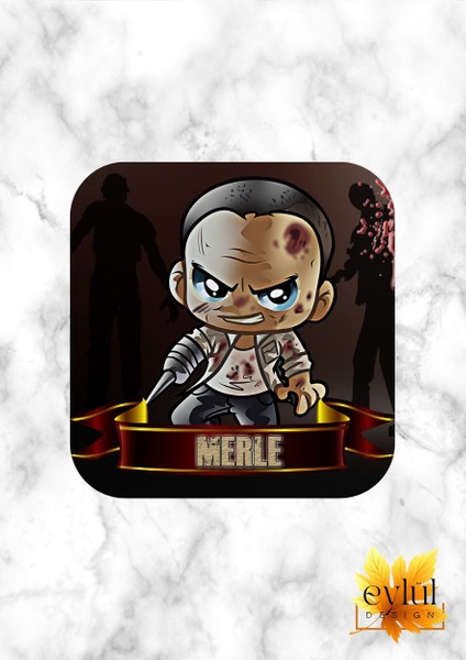 The Walking Dead Merle Baskılı Özel Tasarım Baskılı Mdf Kare Bardak Altlığı