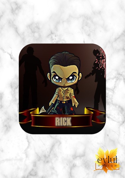 The Walking Dead Rick Baskılı Özel Tasarım Baskılı Mdf Kare Bardak Altlığı