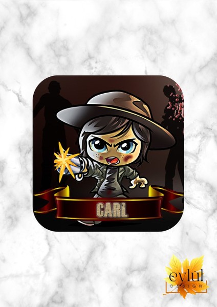 The Walking Dead Carl Baskılı Özel Tasarım Baskılı Mdf Kare Bardak Altlığı