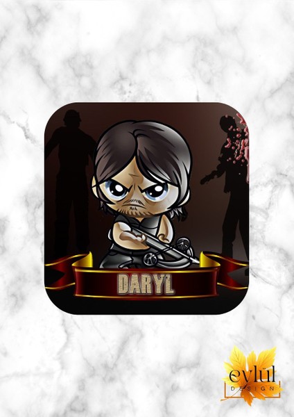 The Walking Dead Daryl Baskılı Özel Tasarım Baskılı Mdf Kare Bardak Altlığı