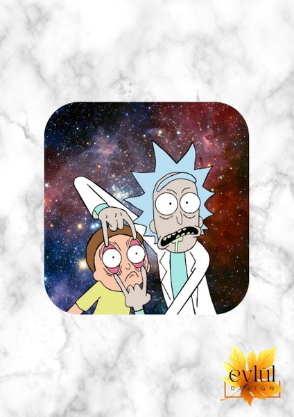 Rick And Morty Baskılı Özel Tasarım Baskılı Mdf Kare Bardak Altlığı