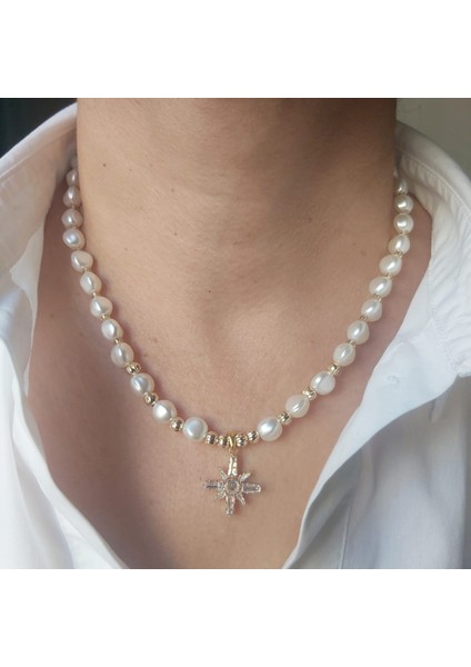 Zirkon Taşlı Incili Tasarım Kolye fiyatları